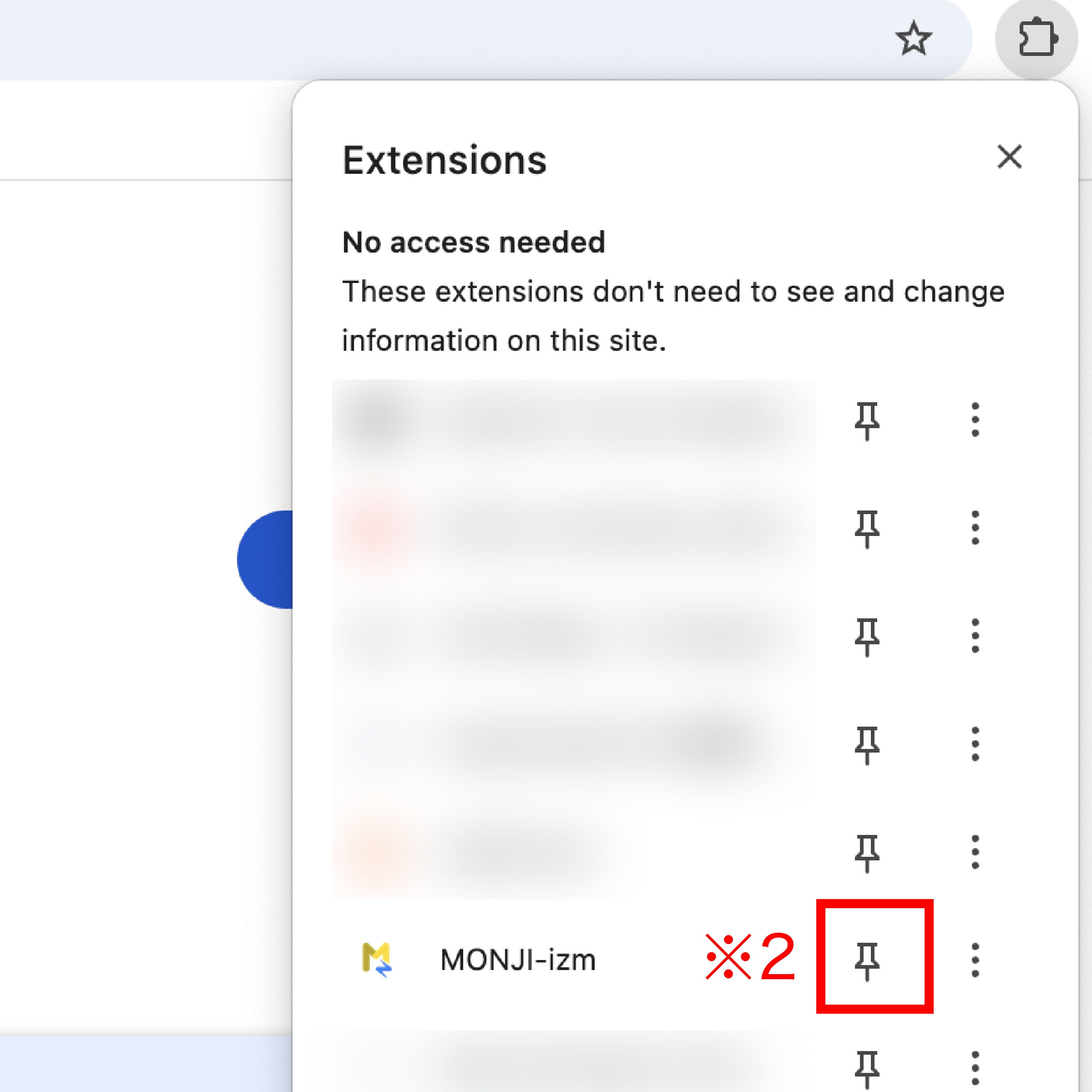 Pin the extension